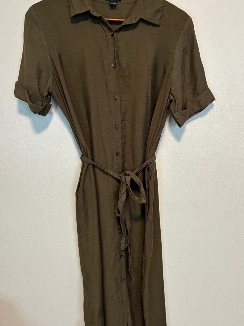 Ann Taylor Factory olive green midi shirtdress. Size Small. EUC. Classic